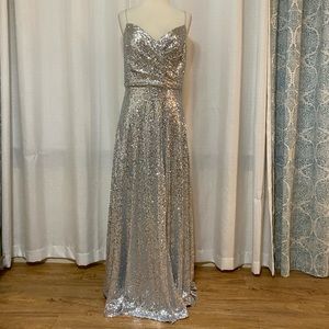 silver sequined sheath dress size 10 brand new with tags